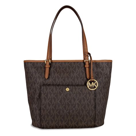 michael kors jet set item large top zip pocket tote|Michael Kors jet set brown.